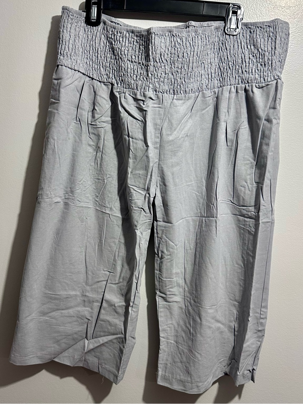 High-Waist Wide-Leg Shorts Light Gray Size 2XL (1465)